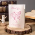 Vintage style pink butterfly thank you greeting card with inspiring English message - Thank You Style / 10 Sheets Set
