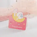 Jolie carte de vœux rose en dessin animé avec chien sur la lune et mot Happiness - Chien lune (2312) / Pack de 1 Pièce
