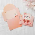 Adorable tarjeta de mensaje rosa melocotón con ilustración de conejo para regalos - Conejo de Miel (1561)