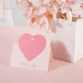 Rosa herzförmige Grußkarte mit Miss you-Text und praktischem Aufhängeloch - Heart (145)