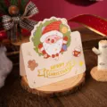 Decorative gold-foiled Christmas greeting card featuring a cute Santa Claus wreath design - Santa Claus (464)