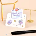 Creatieve bedankkaart voor de leraar met Thank you Teacher tekst en cartoon - Bedankt Leraar Stijl