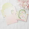 Carte de vœux lapin mignon pour messages avec design Lucky Bunny en tons rose et vert pâles - Toujours de la Chance (1561)