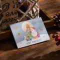Festive three-fold Christmas card featuring a cute snowman and tree on wood background - Tree and Snowman Style
