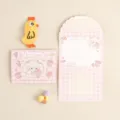Lindo juego de tarjetas de felicitación a cuadros rosas con perro de dibujos animados - Ice Cream Puppy