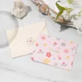 Carte de vœux florale rose élégante avec texte Eternity doré et enveloppe crème. - Style Floral Éternité (Enveloppe Beige)