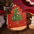 Festive red Christmas card with gold foil Merry Christmas text and cute bear design - Christmas Tree (464)