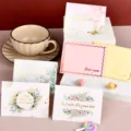 Elegantes tarjetas de felicitación con lámina de oro, diseños florales y sobres blancos - Estilos combinables / Sobre Estampado en Oro + Bolsa OPP