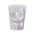 Détail de gobelets en papier thème sirène avec écailles irisées et touches de paillettes - 24 Pièces (Gobelets en Papier)