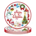 Detail festlicher Einweg-Pappteller mit Aquarell-Weihnachtsmustern und Motiven - 9-Inch Plates (Pack of 24)