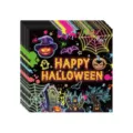 Détail de serviettes en papier d'Halloween avec motifs citrouilles et fantômes néons - Serviette (2022032815) / Paquet de 24