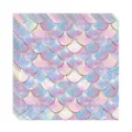 Détail montrant le motif d'écailles de sirène sur des serviettes en papier de fête. - 24 Pièces/Paquet (Mouchoirs)