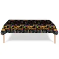 Detalle del mantel desechable negro de Halloween con estampados de Happy Halloween - Mantel (2022032815) / 1 Pieza