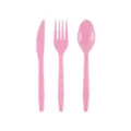 Ensemble de couverts en plastique rose avec fourchette, couteau et cuillère de fête - Couteau Licorne YJ / Lot de 16
