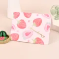 Cute pink greeting card featuring hand-drawn strawberry pattern and gold-stamped text - Strawberry
