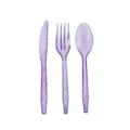 Set de couverts en plastique violet pailleté pour décoration de fête sirène anniversaire - 24 Pièces/Paquet (Cuillères)