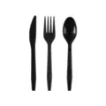 Juego de cubiertos de plástico desechables negros con cuchillo, tenedor y cuchara - Cuchillo (2022032815) / Juego de 24