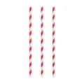 Three decorative red and white spiral striped paper straws for Christmas party decor - Striped Straw (24 Pieces/Pack)
