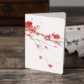 Vintage Grußkarte im chinesischen Stil mit elegantem roten Pflaumenblüten-Design - Pflaumenblüten-Muster / Große Größe mit Umschlag und OPP-Beutel