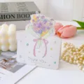 Elegante tarjeta de agradecimiento con ramo de flores e ilustración dibujada a mano - Estilo 1 (Ramo Plegado) / Juego de 10 hojas