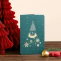 Tarjeta de Navidad vintage verde oscuro con diseño de árbol en papel de oro - Estilo Árbol de Navidad (15-Verde) / Verde Navidad Retro
