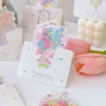 Charmante Dankeskarten mit Blumenstrauß in Pastellfarben für Feiertage und Geschenke - Stil 6 (Gefalteter Blumenstrauß) / 10 Blatt Set