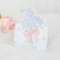 Pastel blue rose hand-drawn greeting card with pink bow and Gentle and beautiful text - Blue Surprise / 10 Sheets Set