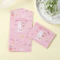 Juego de tarjetas de felicitación rosas de tres pliegues con conejo y corazones - Fairy Wand Bunny (Rabbit Style)
