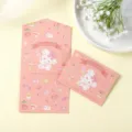 Lindo juego de sobre rosa de tres pliegues y tarjeta de felicitación con dibujos de conejitos - Cachorro Dulce (Estilo Perro)