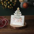 Festive gold foil Christmas tree greeting card with Santa illustration for gifts - Christmas Tree