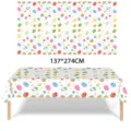 Detailed view of colorful Easter egg pattern on disposable PE tablecloth 137x274cm - Easter Tablecloth / 137*274cm