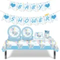 Kit de décoration baby shower éléphant avec bannière, assiettes, gobelets et nappe. - Ensemble de 9 pièces