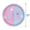 Assiette en papier de 7 pouces pour révélation de genre avec design de pieds de bébé - Assiette de 7 pouces (Lot de 24)