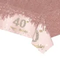 Détail d'une nappe jetable or rose à paillettes pour le 40ème anniversaire de fête. - Style 40ème Anniversaire / 137*274cm