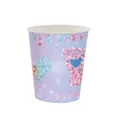 Détail d'un gobelet en papier avec empreintes roses et bleues pour décor de baby shower - Gobelets en Papier (Paquet de 24)