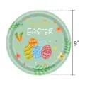 Assiette en papier de Pâques de 9 pouces avec œufs colorés et motifs floraux verts - Assiettes 7 Pouces / Lot de 16