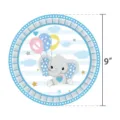 Gedetailleerd overzicht van de 9 inch papieren borden met een schattig olifantje - Papieren bord / 9 Inch / 16 Stuks/Verpakking