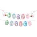 Bannière festive de lapin et œufs colorés avec texte Happy Easter pour décoration - Banderole de fête