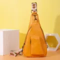 Bolso bandolera amarillo bohemio para mujer con correa ancha estampada y cremallera - Amarillo