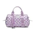 Borsa da viaggio a scacchi viola e bianchi con grande capacità e robusti doppi manici - Quadri Viola Chiaro