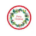 Détail de l'assiette en papier de Noël avec couronne florale et Merry Christmas - Style Couronne de Noël / 24 Pièces/Paquet (9 Pouces)