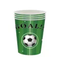 Gros plan de gobelets en papier jetables avec motif de football pour fêtes et événements - Gobelet en Papier Football / Lot de 16