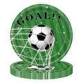 Lot d'assiettes en papier jetables sur le thème du football avec un ballon dans le filet - Assiette de Football 9 Pouces Style 24 / Lot de 16