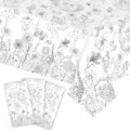 Close-up detail of the black and white fairy and floral coloring line art pattern - 137x274cm