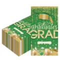 Serviettes vertes pour fête de remise des diplômes avec chapeau doré et diamants brillants - 20 Pièces/Paquet (Grandes Serviettes)