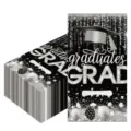 Serviettes de fête de remise des diplômes noir et argent avec motifs brillants - Serviette Noire Rectangulaire / 20 Pièces/Paquet