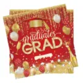 Vue détaillée des serviettes de remise de diplôme rouges avec paillettes dorées - Serviettes / 20 Pièces/Paquet