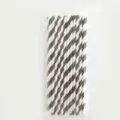 Pailles jetables en papier à rayures noires et blanches pour fête de remise de diplôme - Paille à rayures / Lot de 16