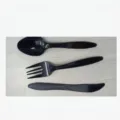 Set de couverts jetables en plastique noir comprenant cuillère, fourchette et couteau - Couteau de Table Noir / Paquet de 16