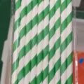 Pailles en papier rayées vertes et blanches jetables pour la fête de Saint-Patrick - Green Striped Straws / Lot de 10